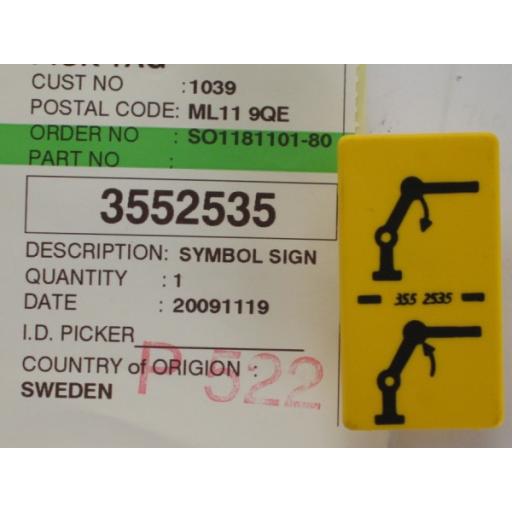 H3552535 Main Lift function Yellow Decal
